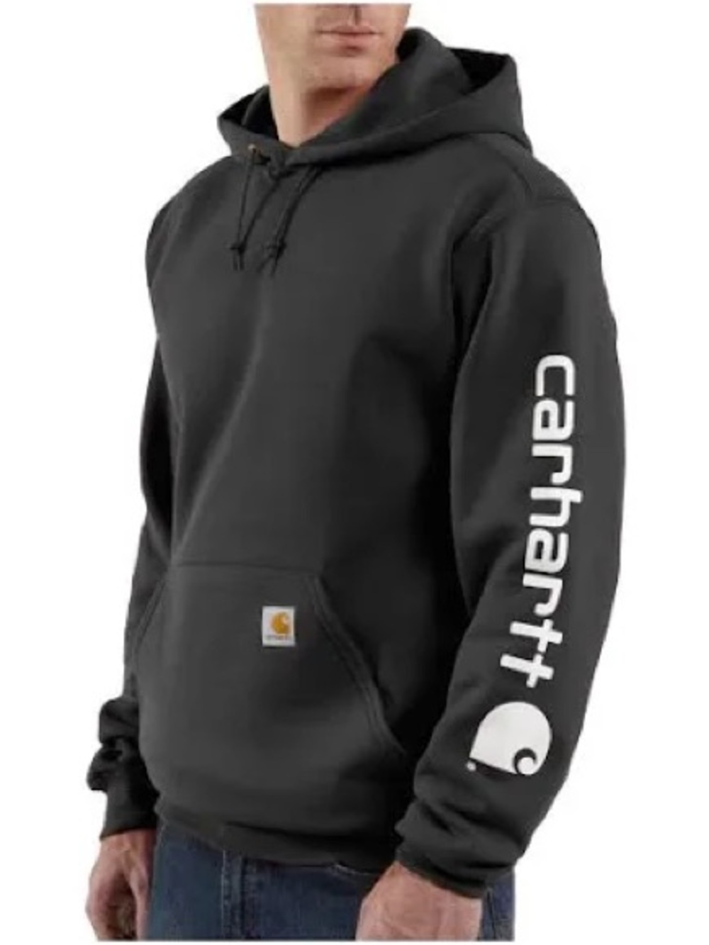 Carhartt Black Crewneck Hoodie with White Sleeve Logo